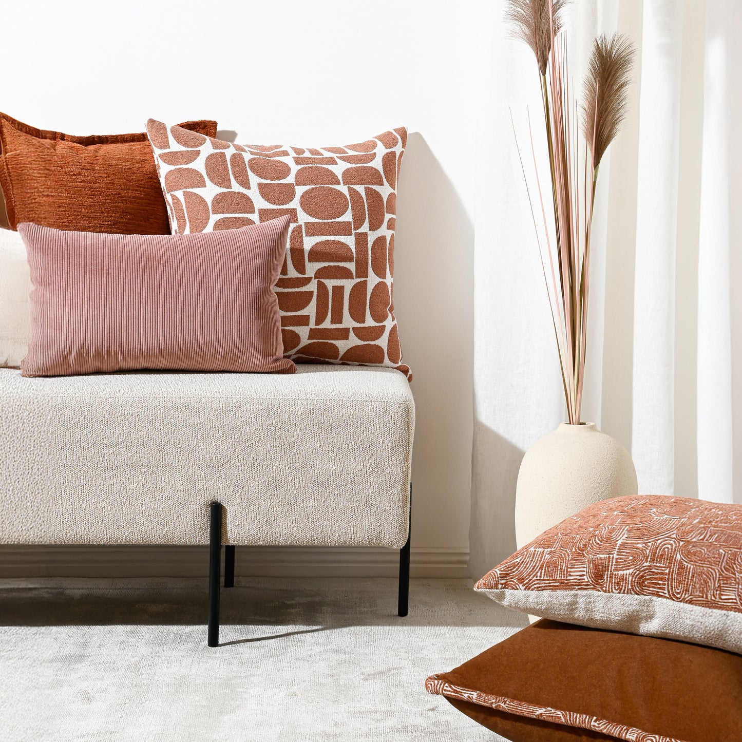 RUST TEXTURED CUT VELVET
